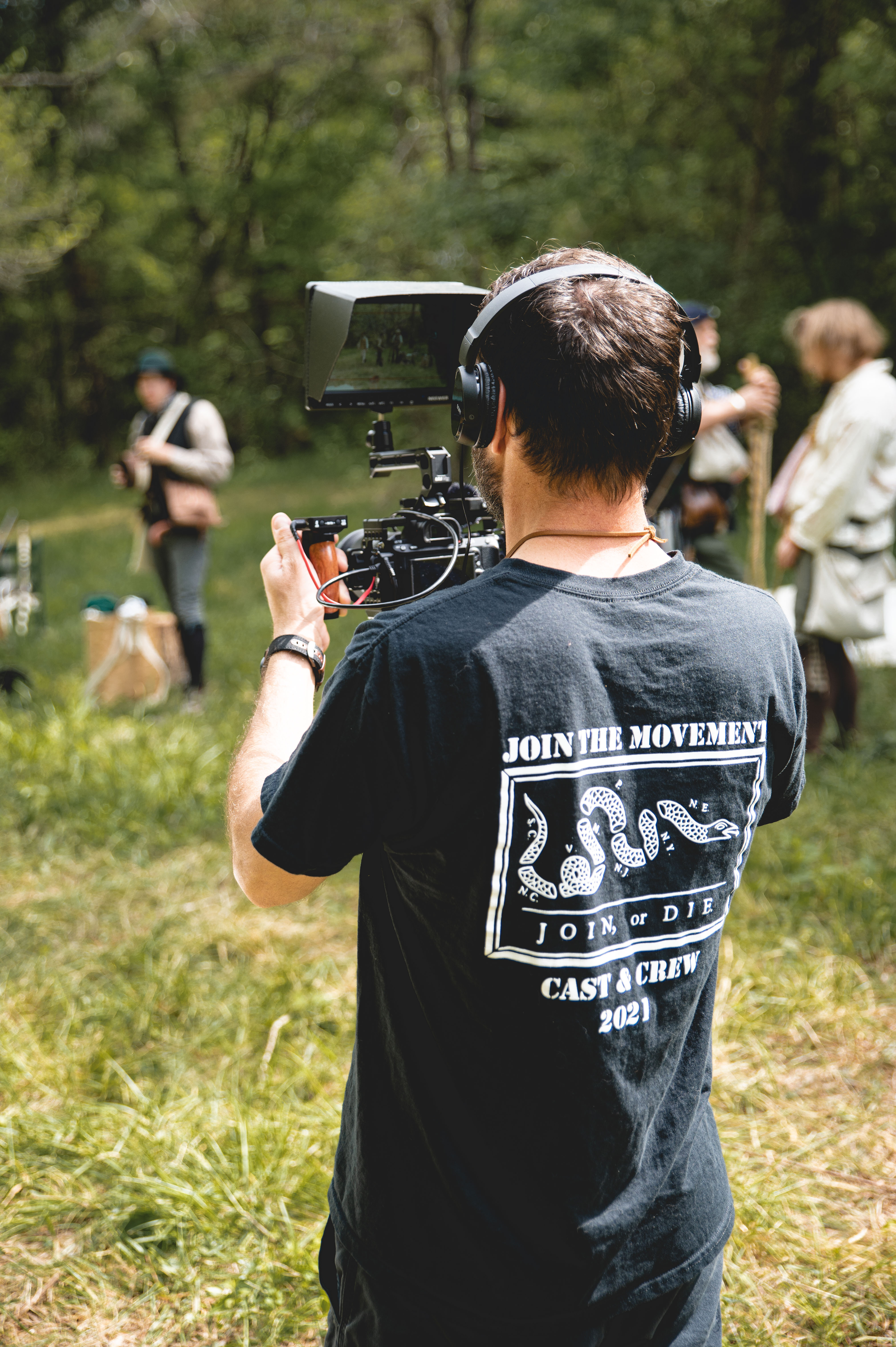 Michael Helms filming on set — Let It End Here, Helms Productions